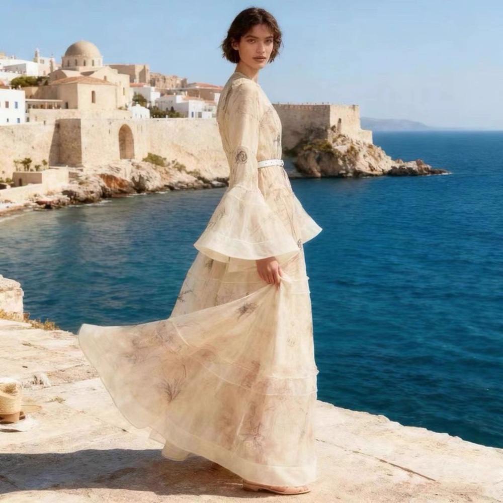 Designer-style Rebellion Lantern Gown Sheer in Blush